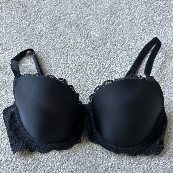 NWOT Victoria's Secret Dream Angels Black Lace Lined Demi Push Up Bra 34D - Picture 1 of 7